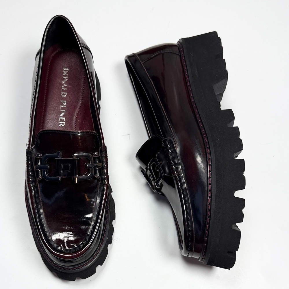 Donald Pilner Marvell Lug Loafer Buckle Chunky Shoe Bordeaux S-522 Sz 6.5 - Picture 2 of 11